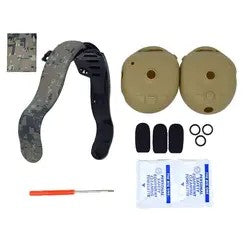 Sonetics 114-0186-00 camo headband and tan ruggedizer kit contents