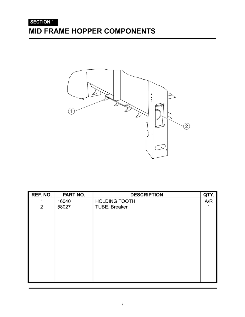 MiniMax - PG 007 - Section 1 - MID FRAME HOPPER COMPONENTS