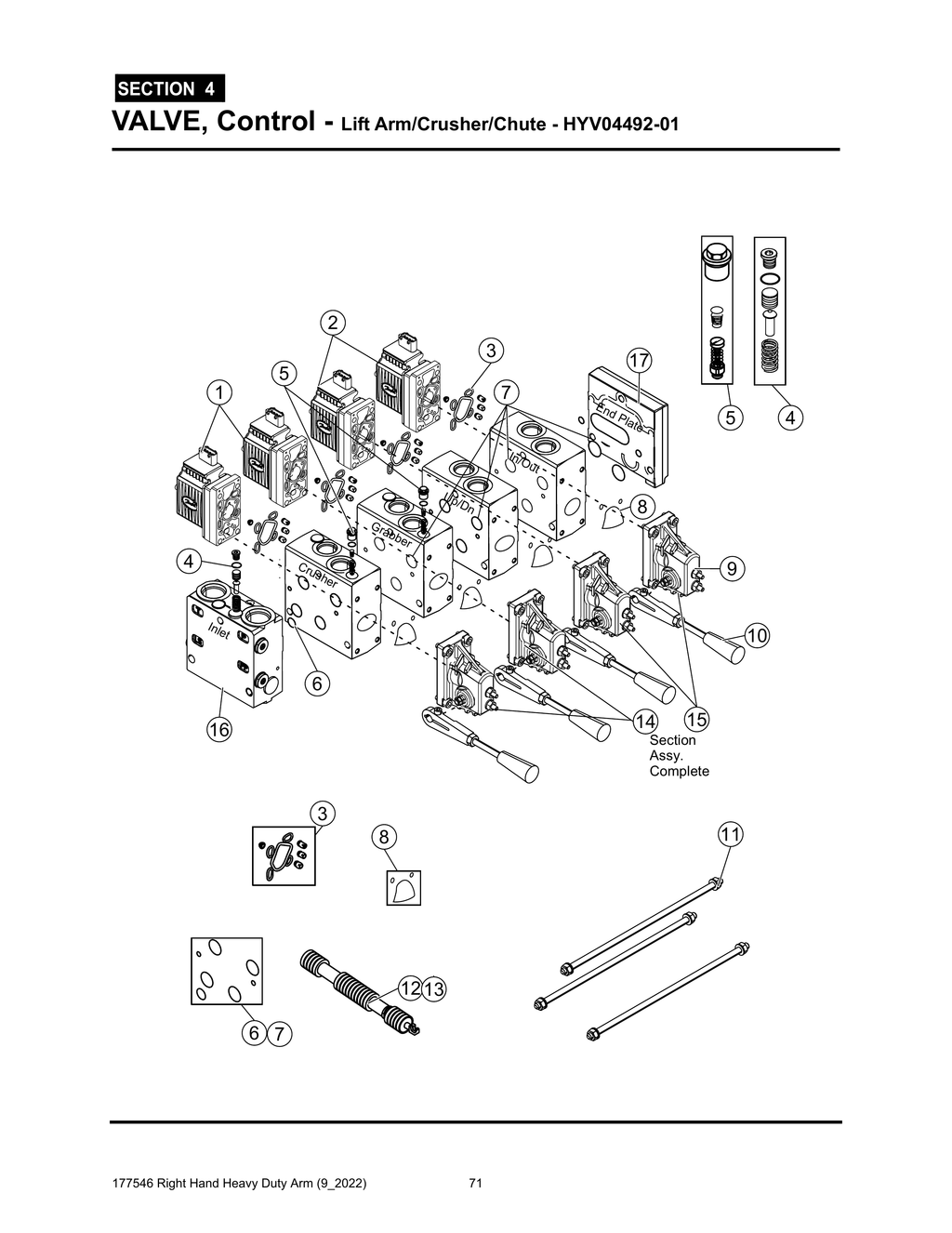 Section 4 - VALVE, Control - Lift Arm/Crusher/Chute - HYV04492-01 - Heavy Duty RH Arm