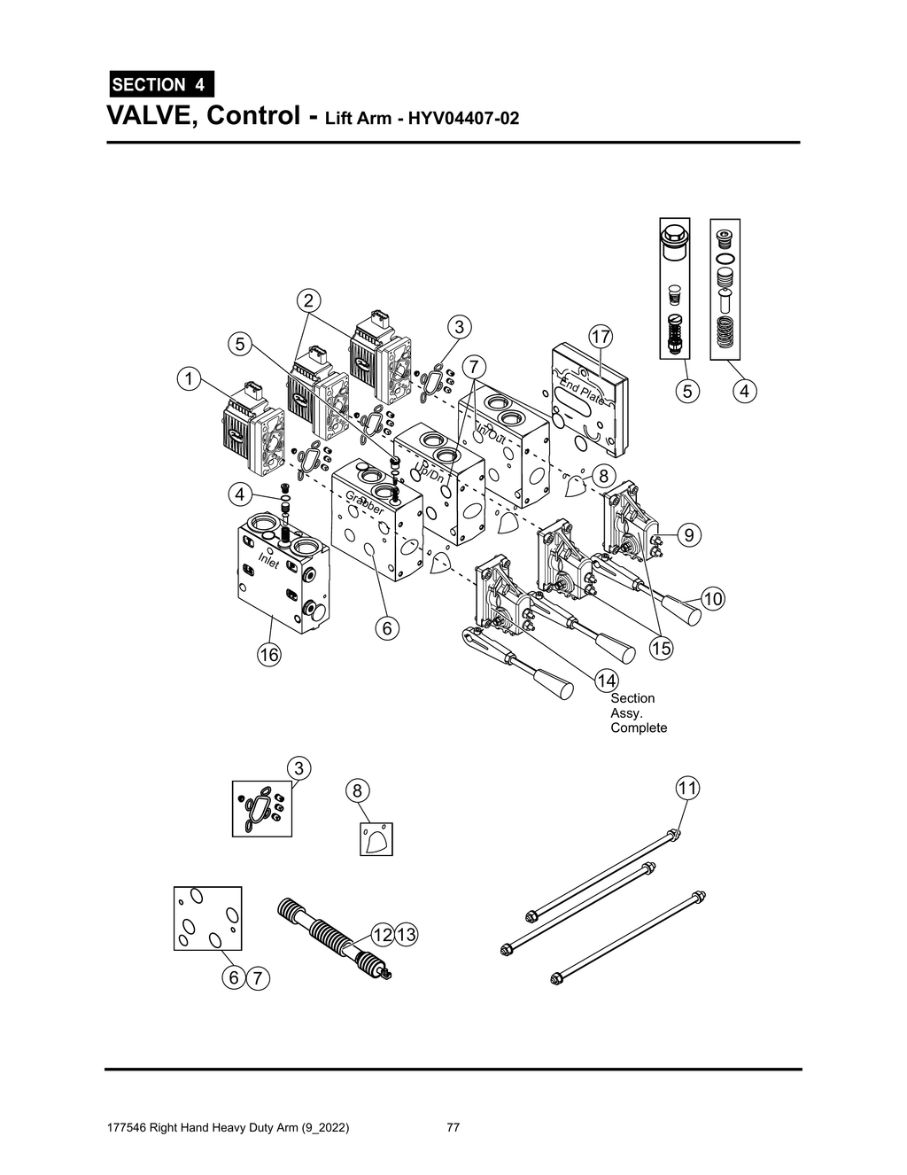 Section 4 - VALVE, Control - Lift Arm - HYV04407-02 - Heavy Duty RH Arm