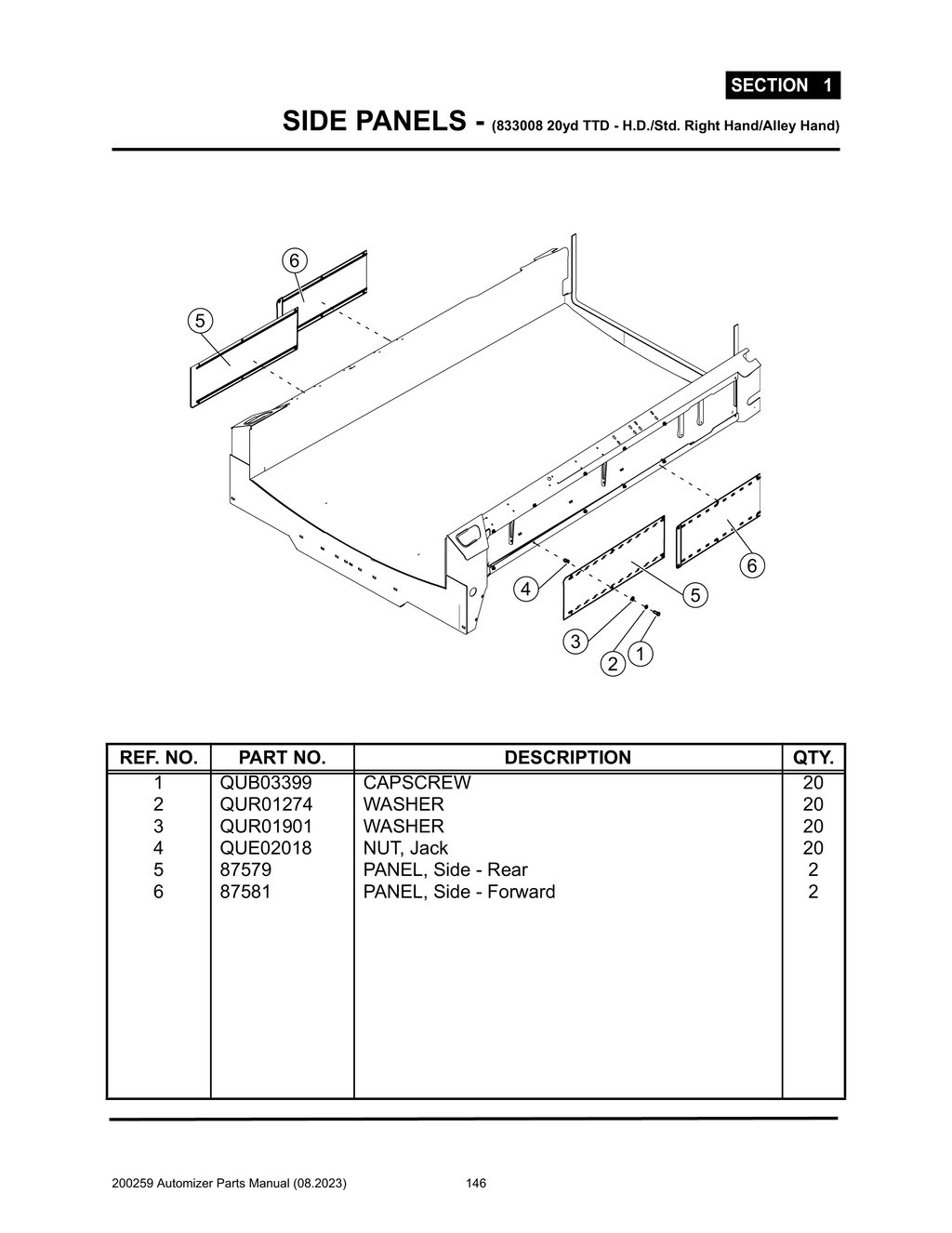Automizer - PG 146 - Section 1 - SIDE PANELS - (833008 20yd TTD - H.D./Std. Right Hand/Alley Hand)