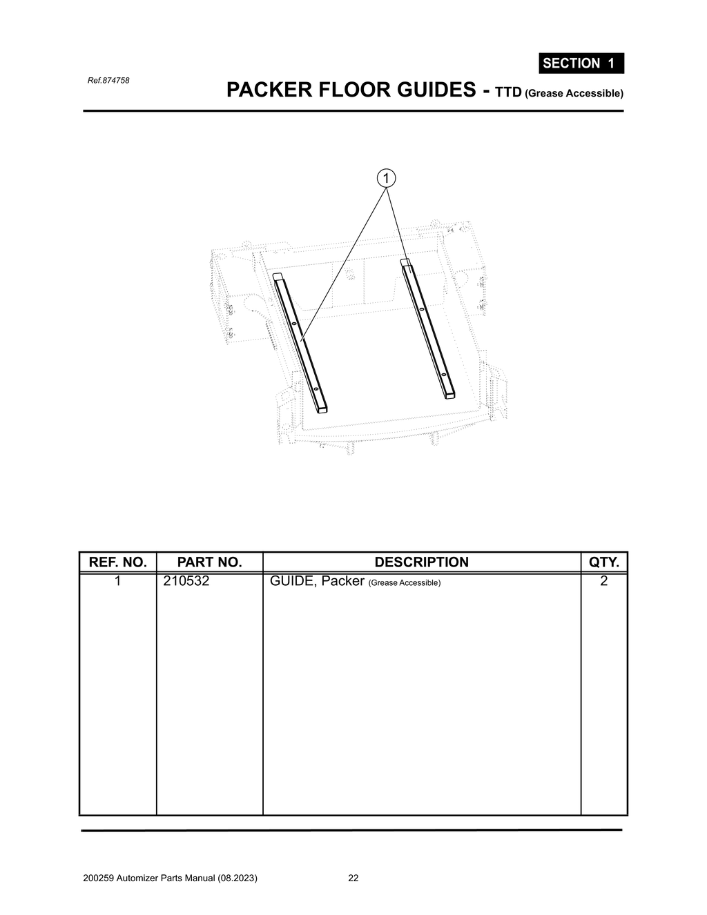 Automizer - PG 022 - Section 1 - PACKER FLOOR GUIDES - TTD (Grease Accessible)