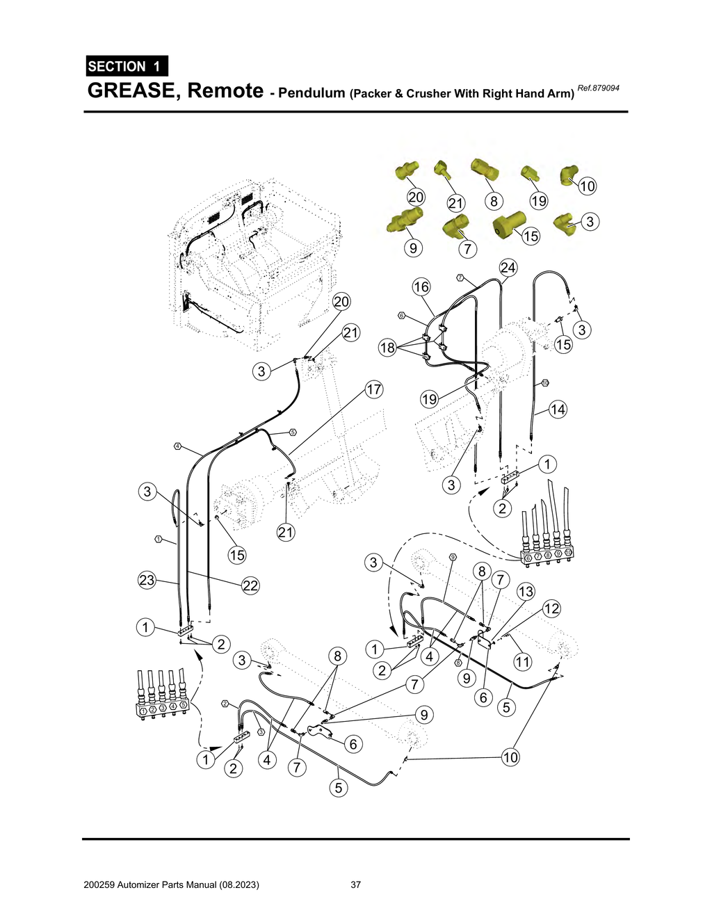 Automizer - PG 037 - Section 1 - GREASE, Remote - Pendulum (Packer & Crusher With Right Hand Arm) SECTION 1 R
