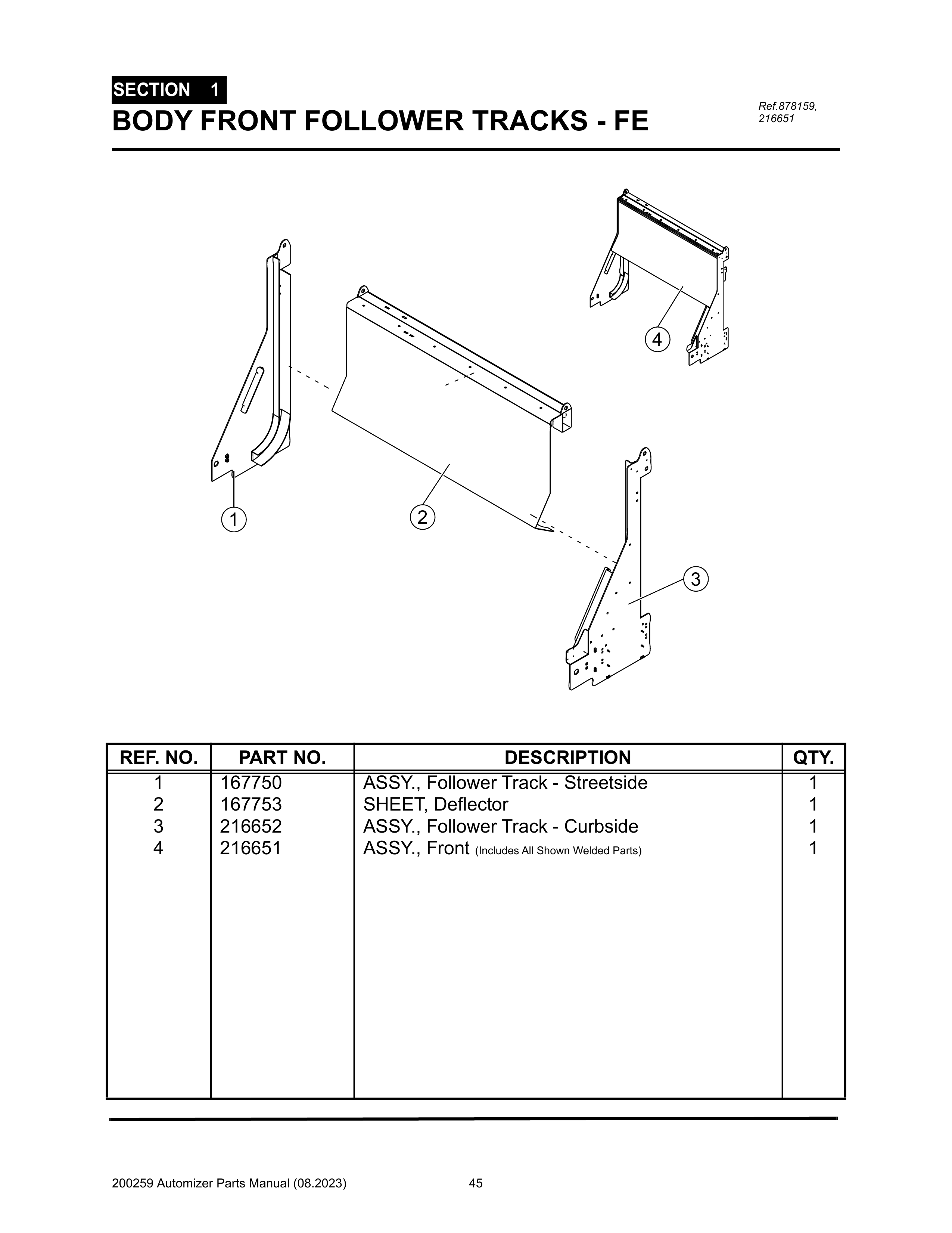 Front Runner Follower Automizer - PG 045 - Section 1 - BODY FRONT FOLLOWER TRACKS - FE