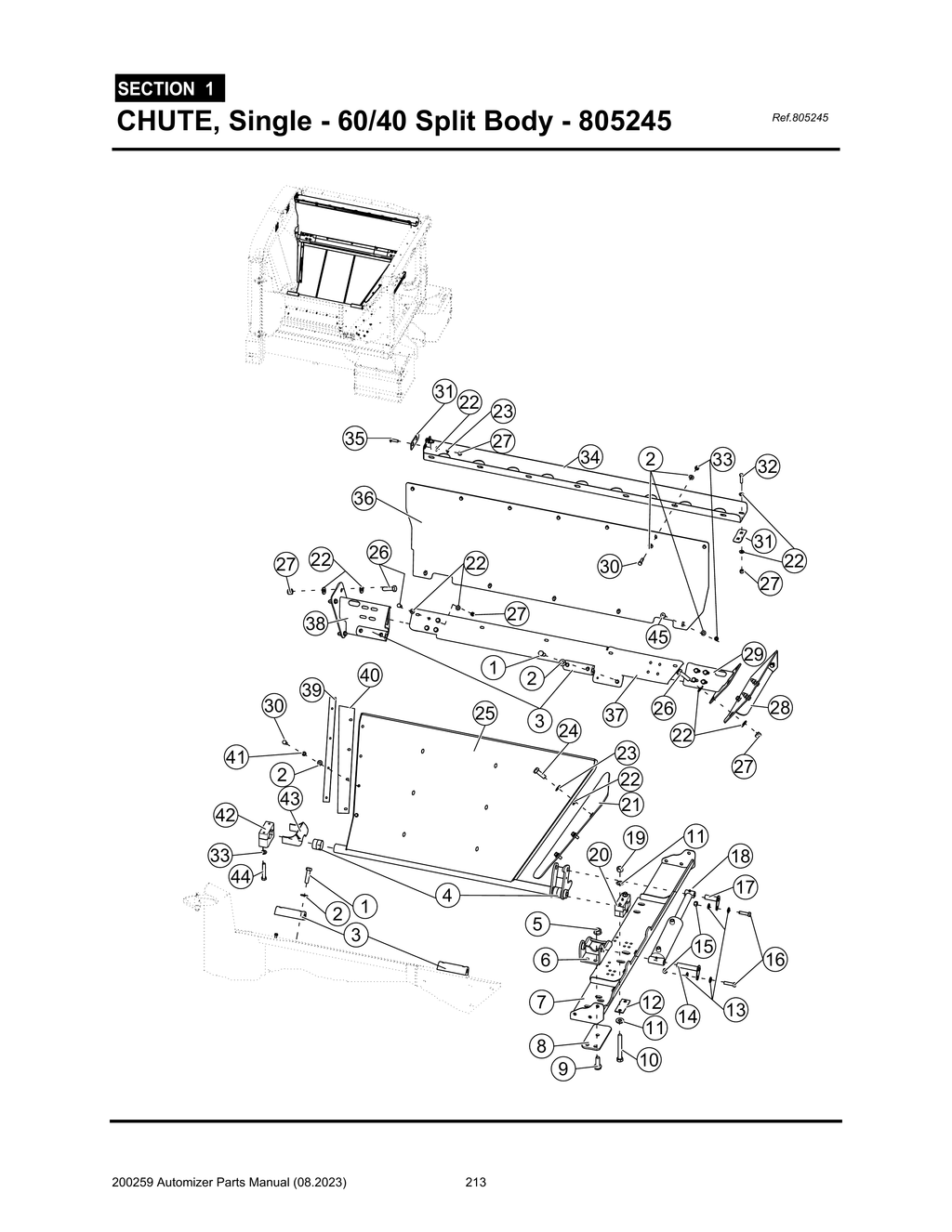 Automizer - PG 213 - Section 1 - CHUTE, Single - 60/40 Split Body - 805245