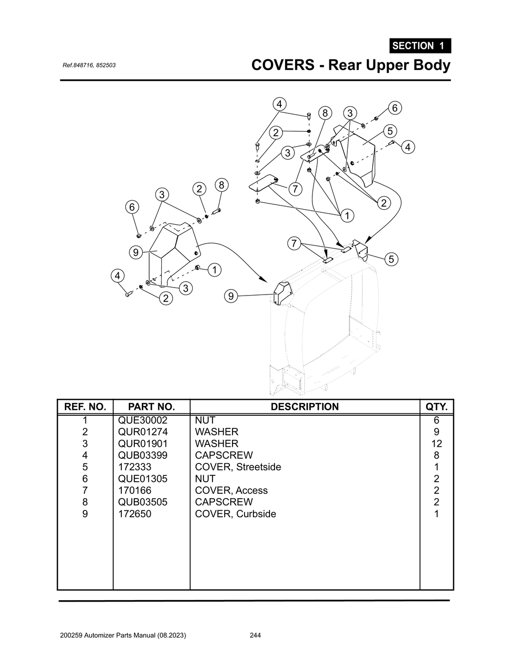 Automizer - PG 244 - Section 1 - COVERS - Rear Upper Body 848716, 852503