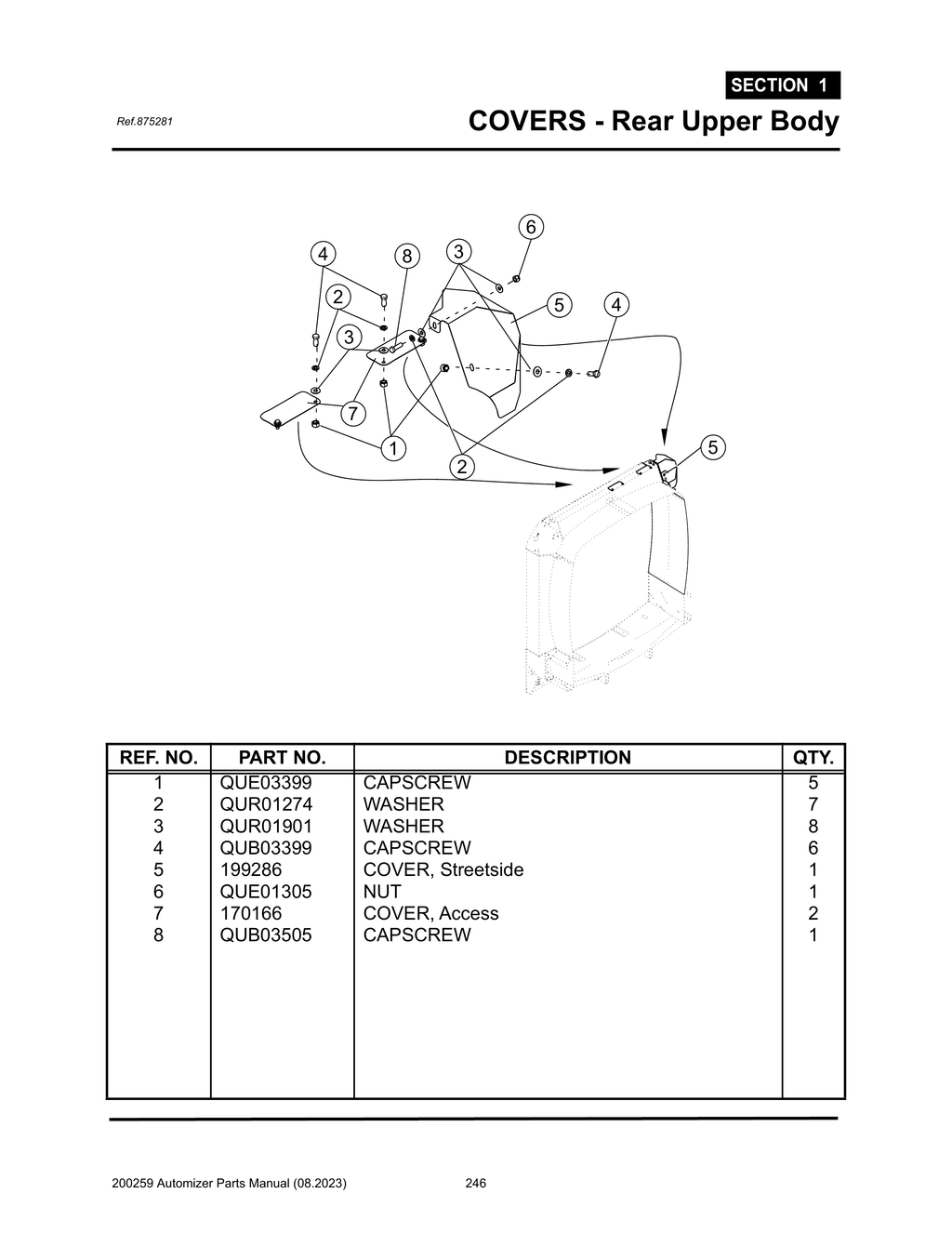 Automizer - PG 246 - Section 1 - COVERS - Rear Upper Body 875281