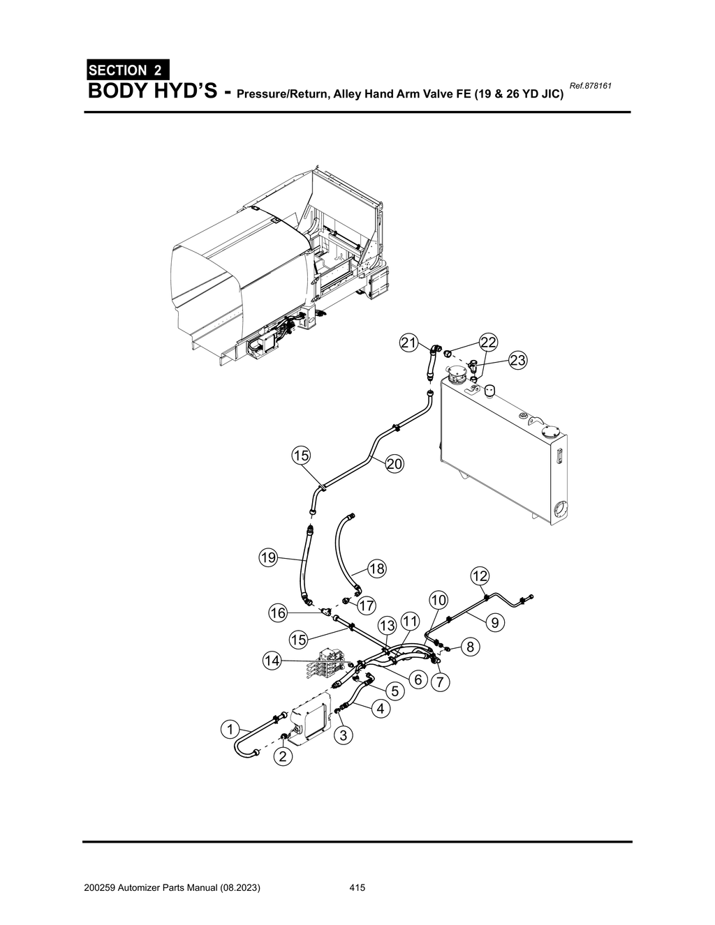 Automizer - PG 415 - Section 2 - BODY HYD’S - Pressure/Return, Alley Hand Arm Valve FE (19 & 26 YD JIC)