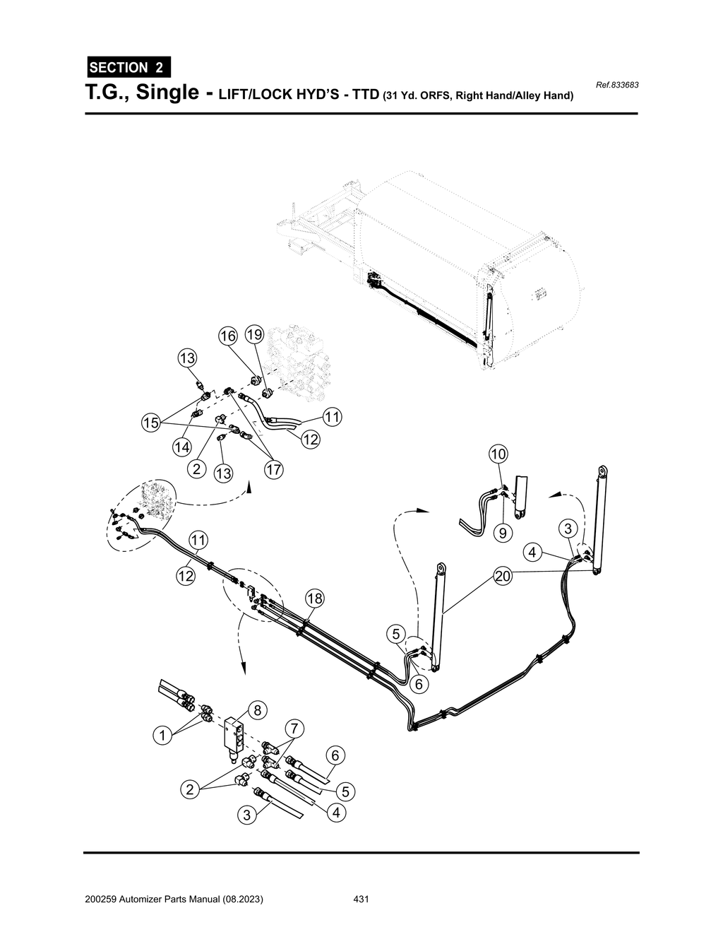 Automizer - PG 431 - Section 2 - T.G., Single - LIFT/LOCK HYD’S - TTD (31 Yd. ORFS, Right Hand/Alley Hand)
