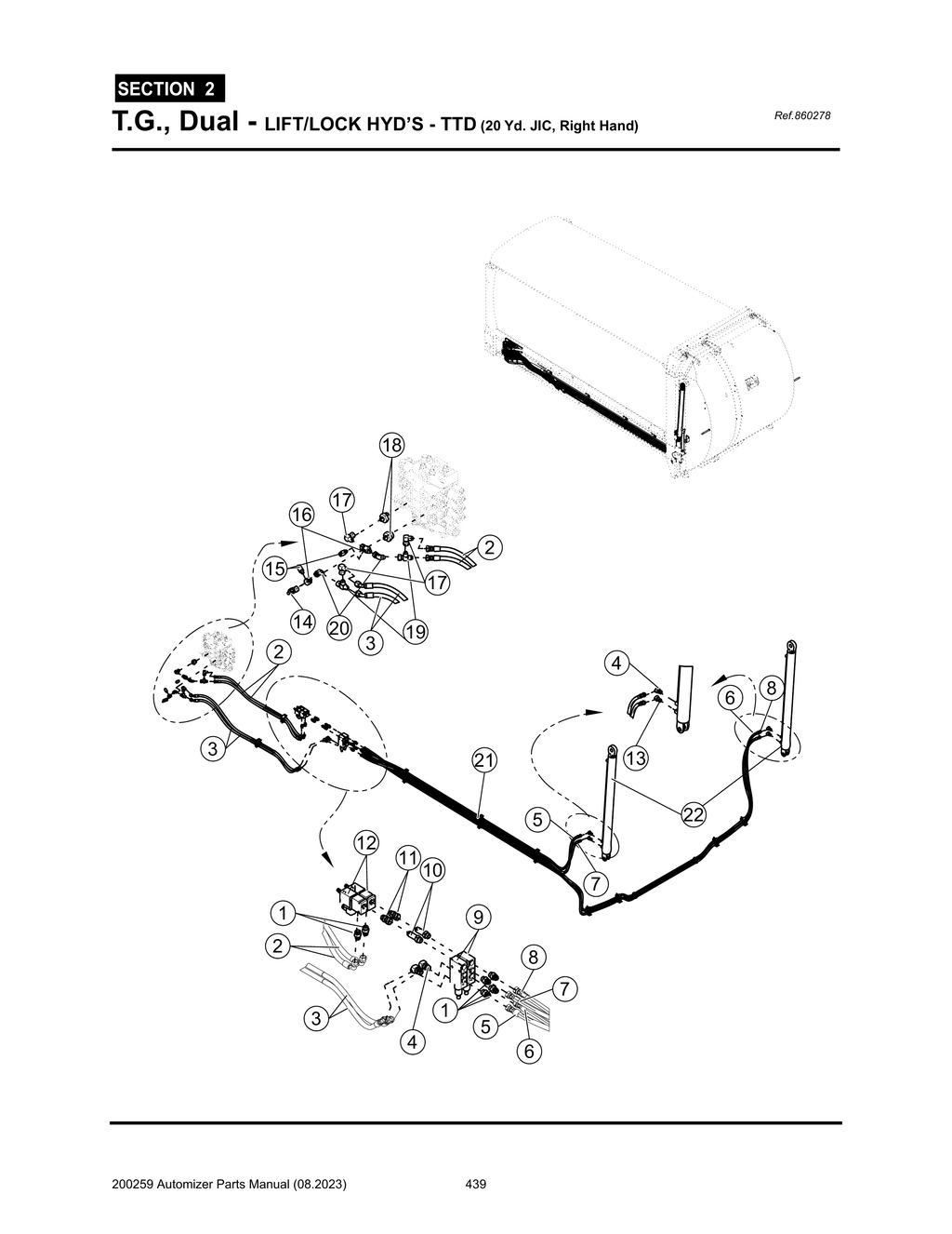 Automizer - PG 439 - Section 2 - T.G., Dual - LIFT/LOCK HYD’S - TTD (20 Yd. JIC, Right Hand)