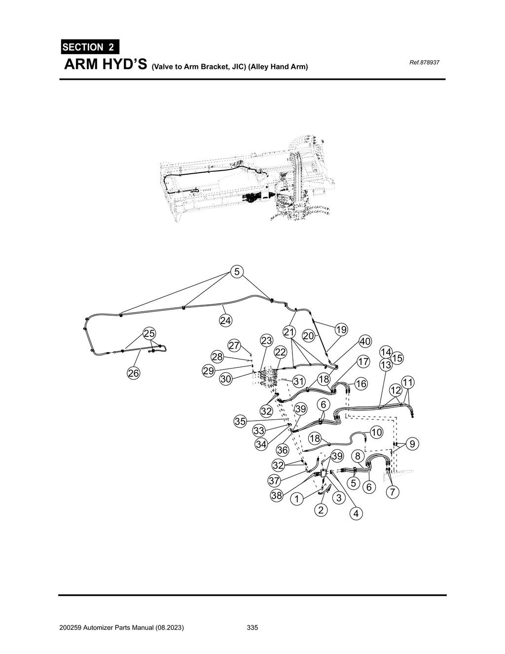 Automizer - PG 335 - Section 2 - ARM HYD’S (Valve to Arm Bracket, JIC) (Alley Hand Arm) 878937