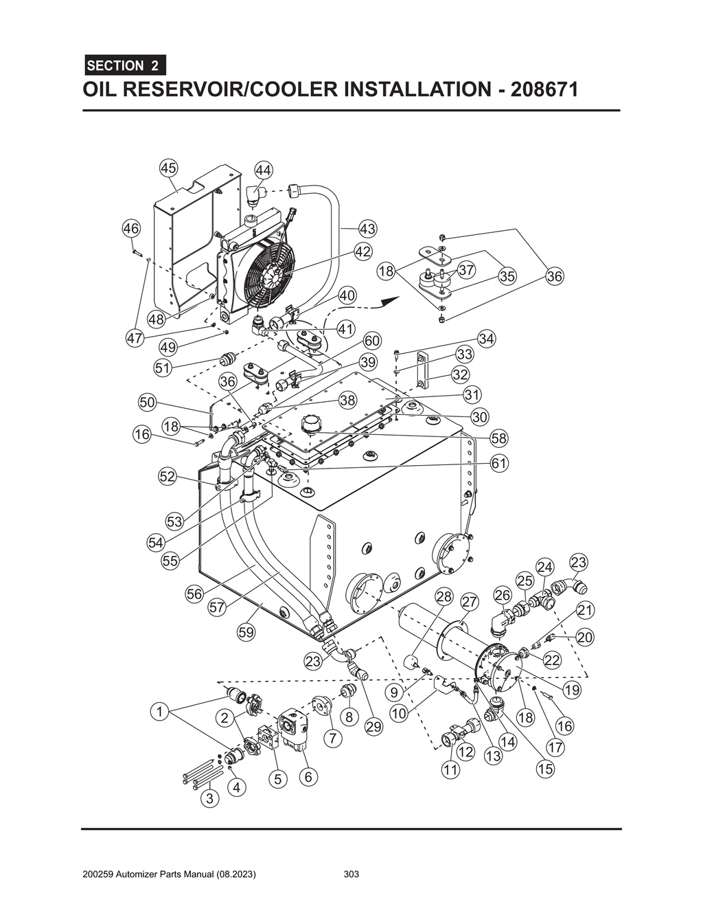Automizer - PG 303 - Section 2 - OIL RESERVOIR/COOLER INSTALLATION - 208671