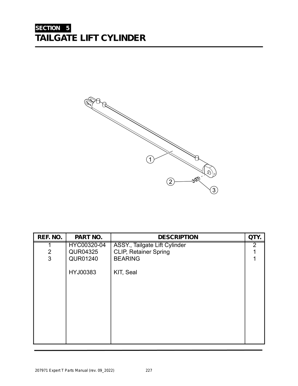 EXPERT - PG 227 - Section 5 - TAILGATE LIFT CYLINDER