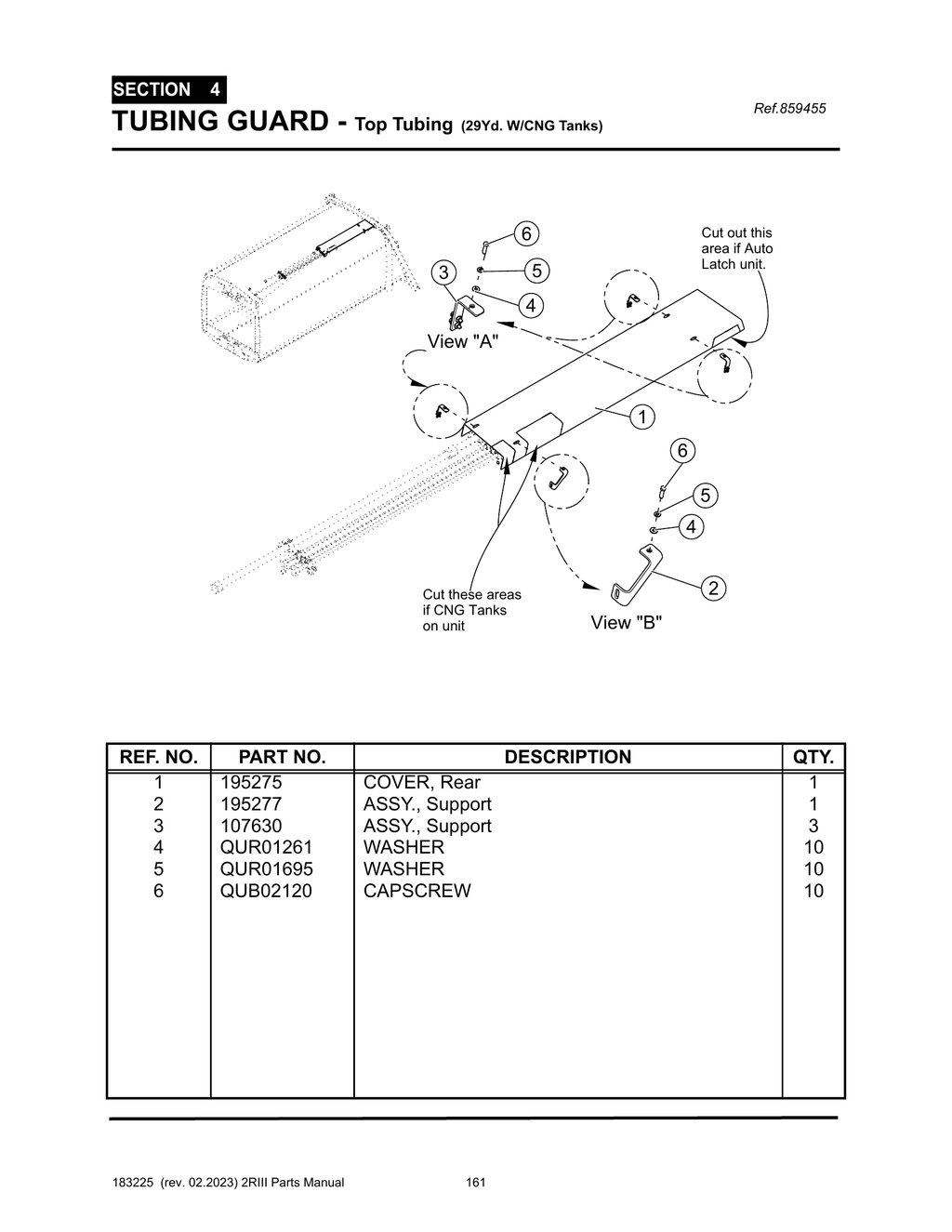 2R-III - PG 161 - SECTION 4 -  TUBING GUARD - Top Tubing (29Yd. W/CNG Tanks)