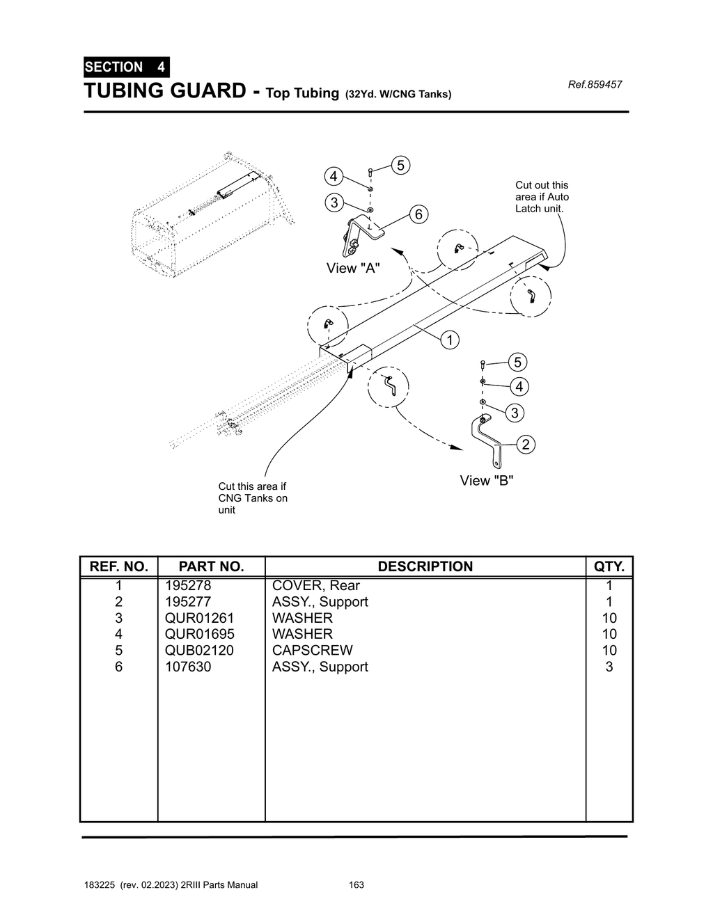 2R-III - PG 163 - SECTION 4 -  TUBING GUARD - Top Tubing (32Yd. W/CNG Tanks)