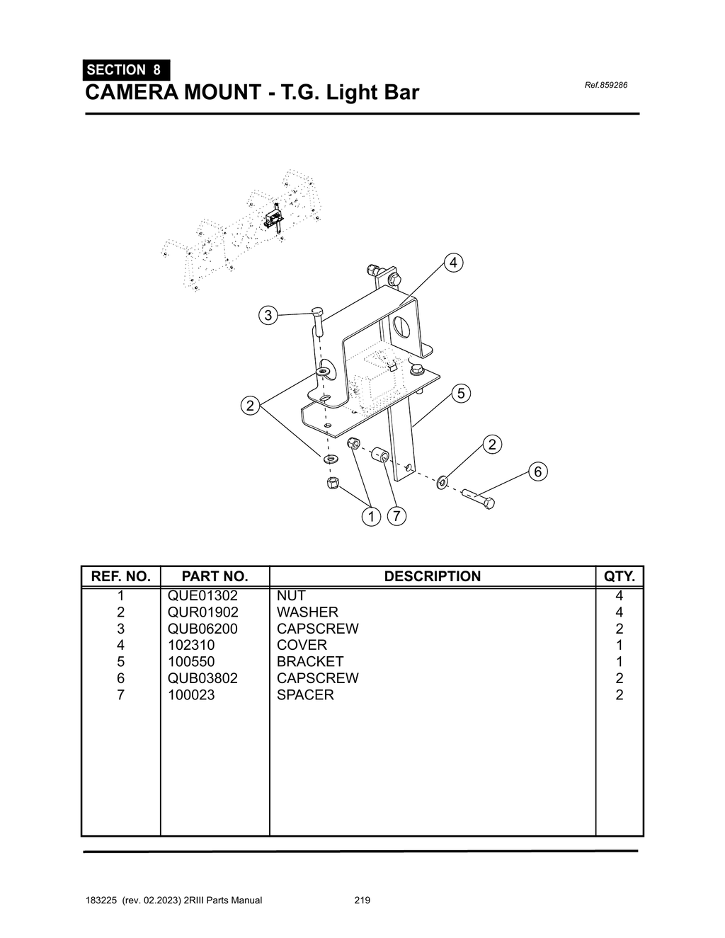 2R-III - PG 219 - SECTION 8 - CAMERA MOUNT - T.G. Light Bar