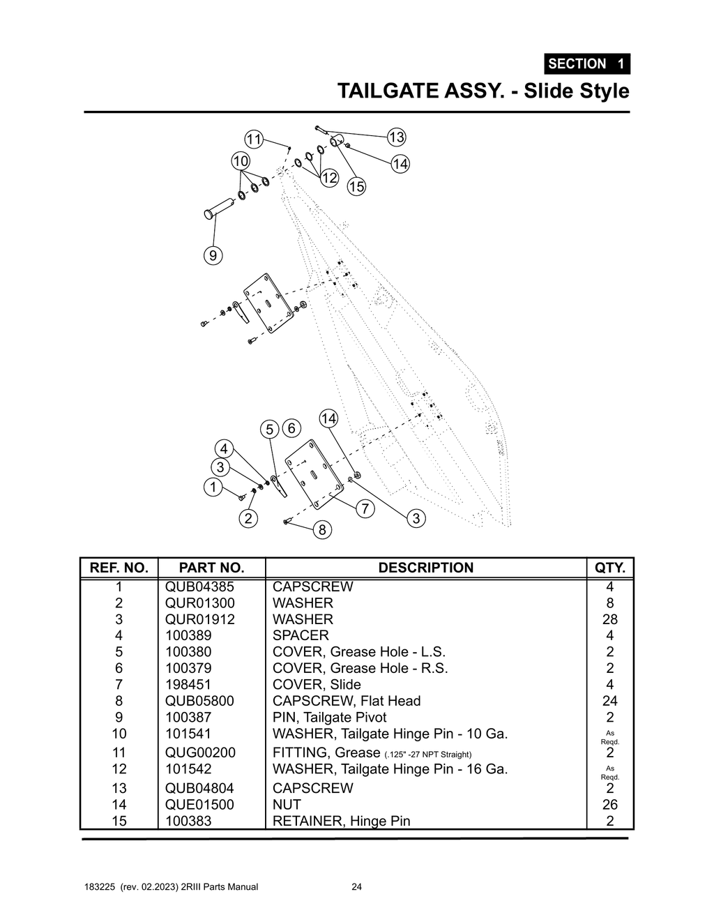 2R-III - PG 024 - SECTION 1 - TAILGATE ASSY. - Slide Style