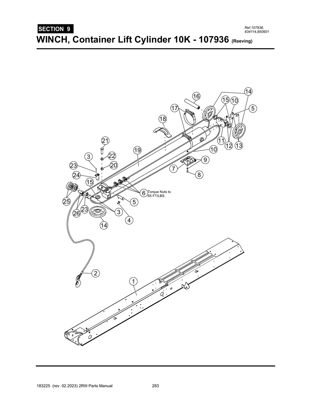 2R-III - PG 283 - SECTION 9 - WINCH, Container Lift Cylinder 10K - 107936 (Reeving)