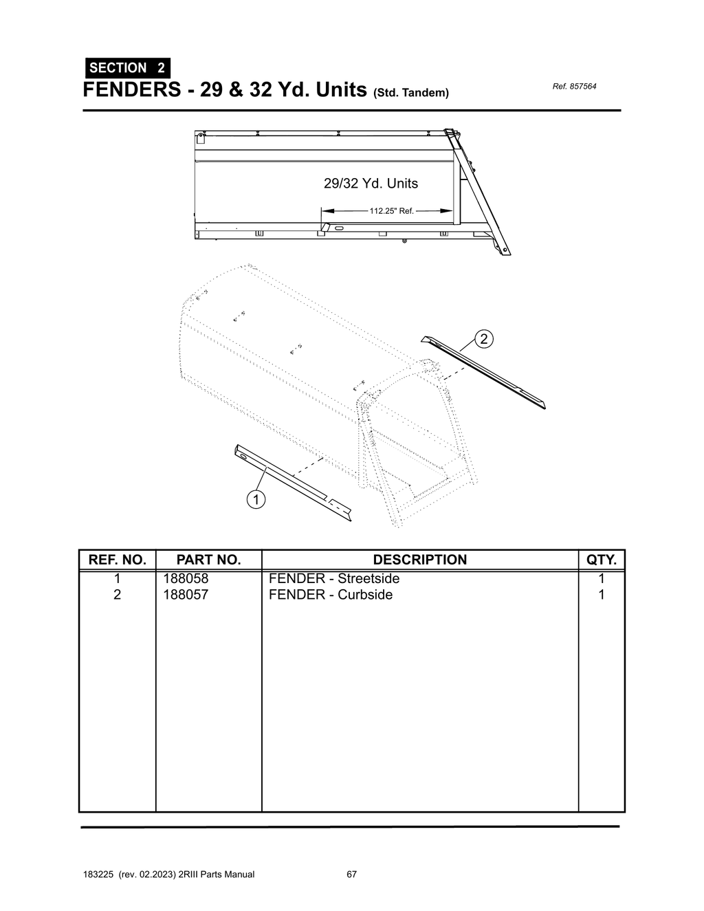2R-III - PG 067 - SECTION 2 - FENDERS - 29 & 32 Yd. Units (Std. Tandem)