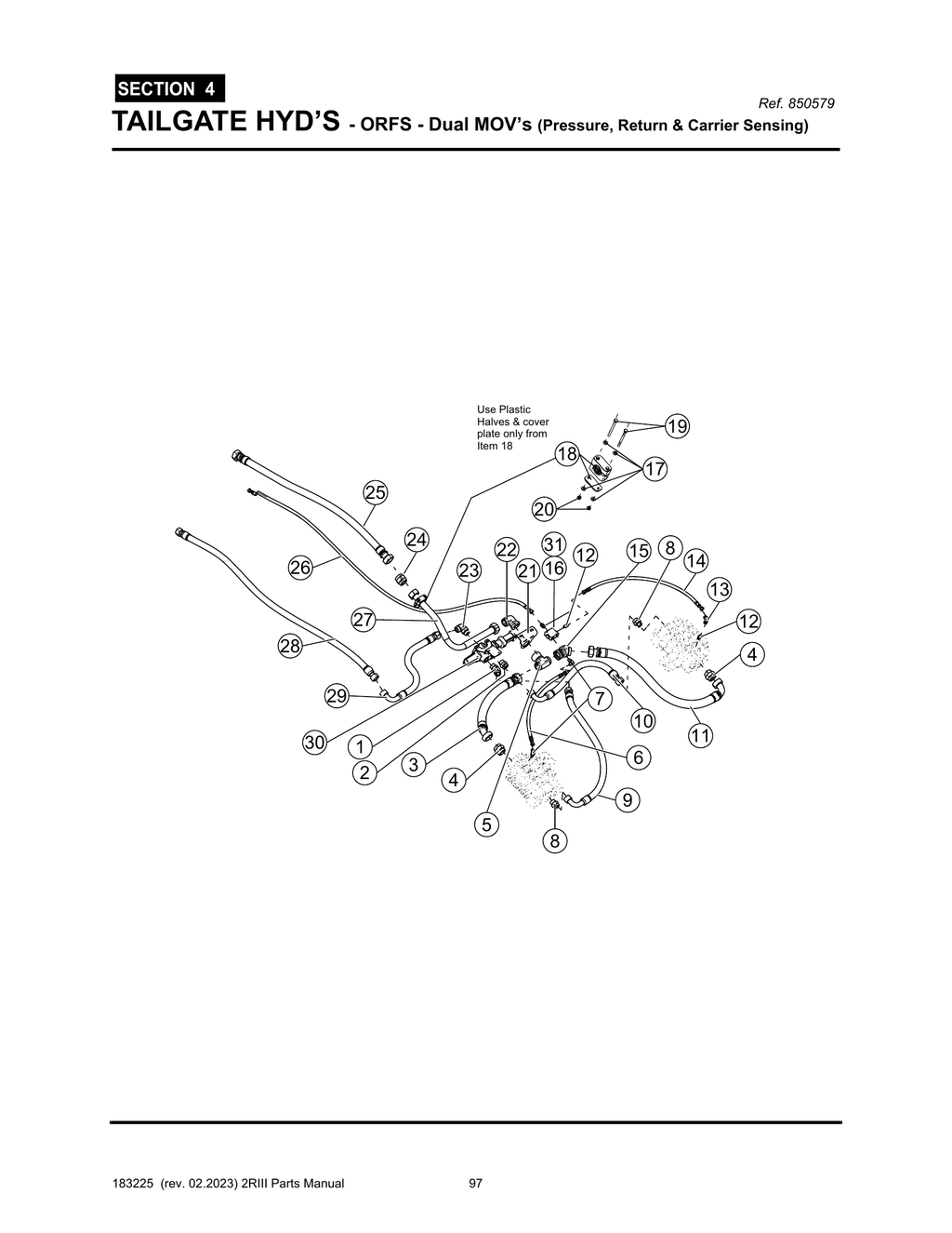 2R-III - PG 097 - SECTION 4 - TAILGATE HYD’S - ORFS - Dual MOV’s (Pressure, Return & Carrier Sensing)