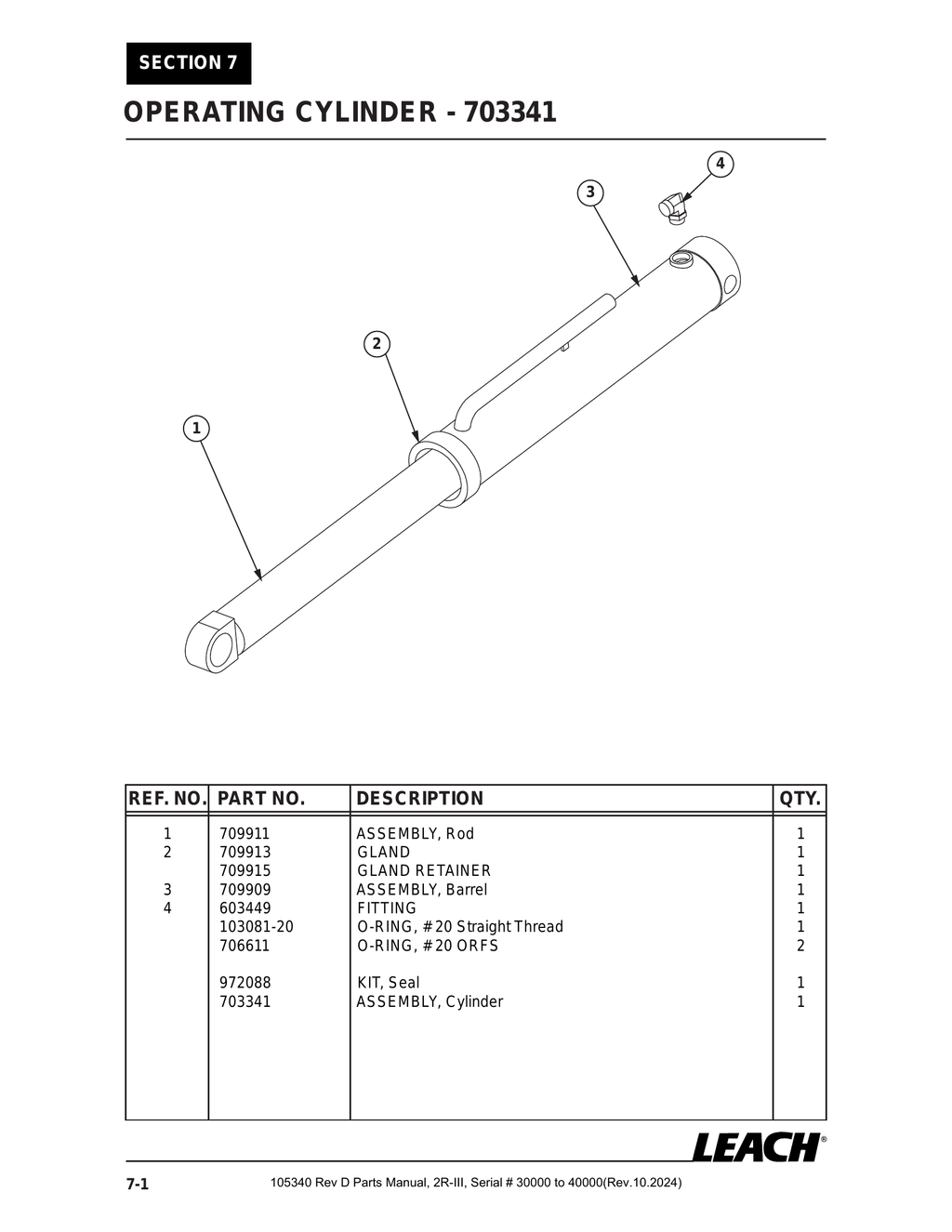 2R-III 30K/40K - PG 096 - Section 7 - OPERATING CYLINDER - 703341