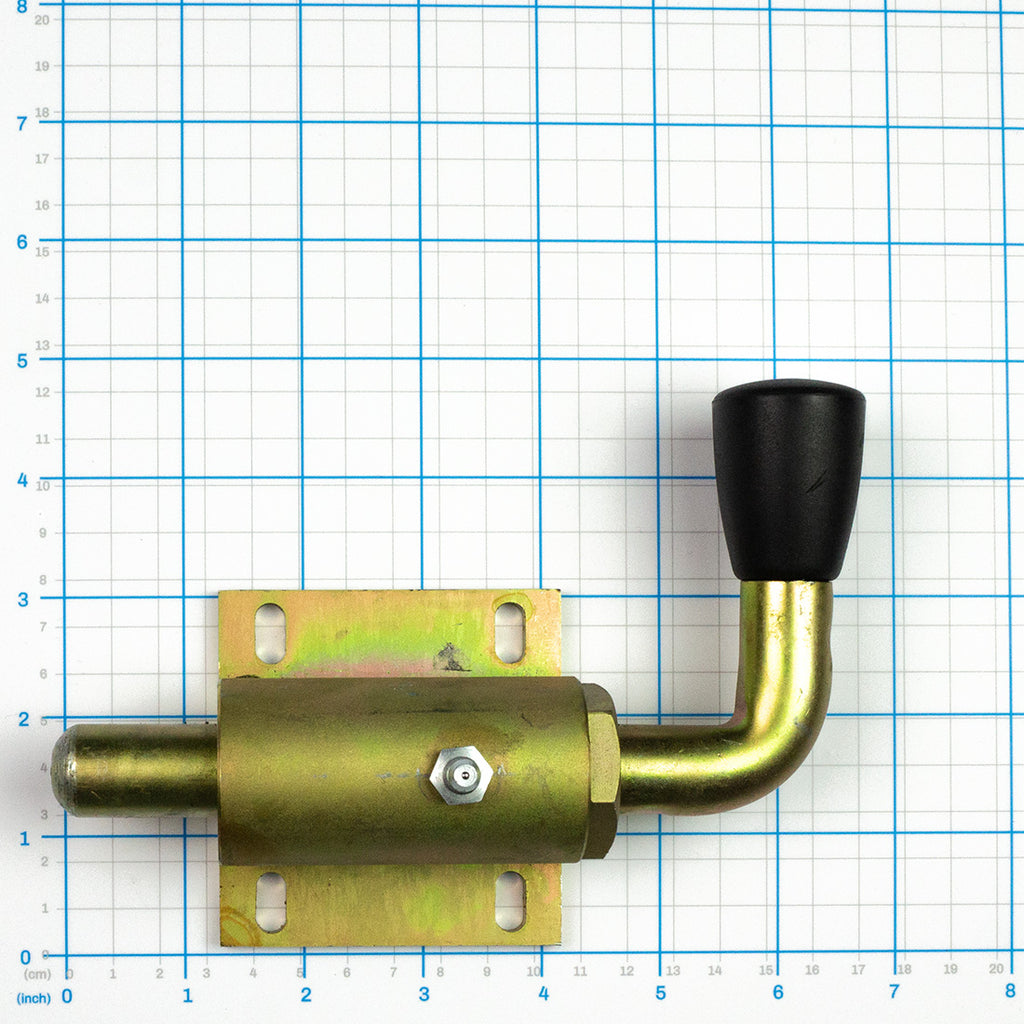 Latch Assembly (Spring Handle), Labrie part 87585, shown on a measuring grid