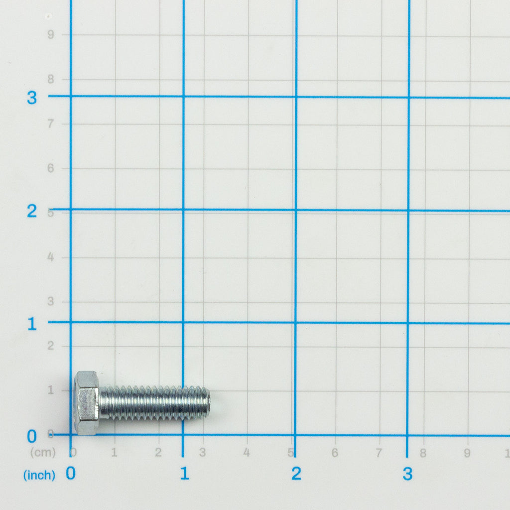 5/16"-18 x 1" Grade 5 Bolt, Labrie part QUB02800, shown on a measuring grid