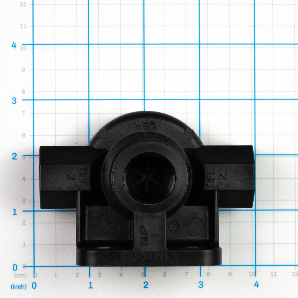 Quick Release Valve, Labrie part PNV01100, shown on a measuring grid