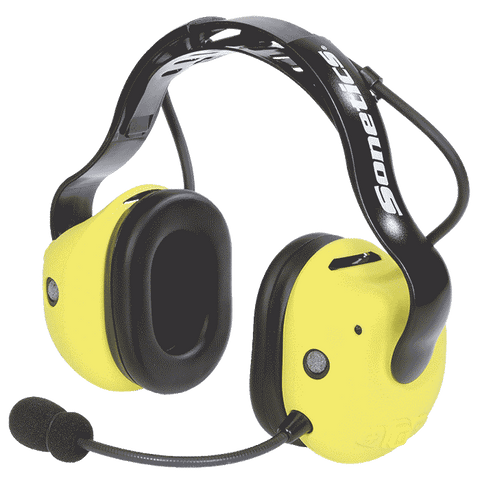 Sonetics Apex 3-Series DECT7 wireless headset in overhead configuration