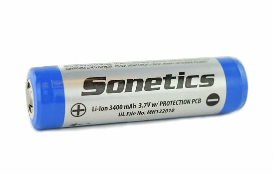 Sonetics lithium-ion replacement battery, side view