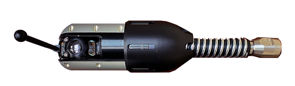CUES flexiprobe PT camera head with guide arm on a white background