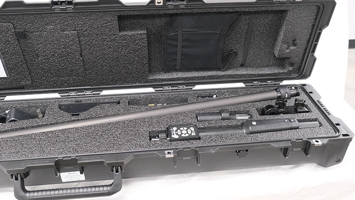 CUESrecon pole camera system packed in its foam-lined carrying case