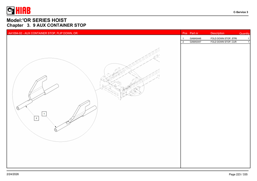 AA1094-02 - AUX CONTAINER STOP, FLIP DOWN, OR - OR75194T121 – PG 223