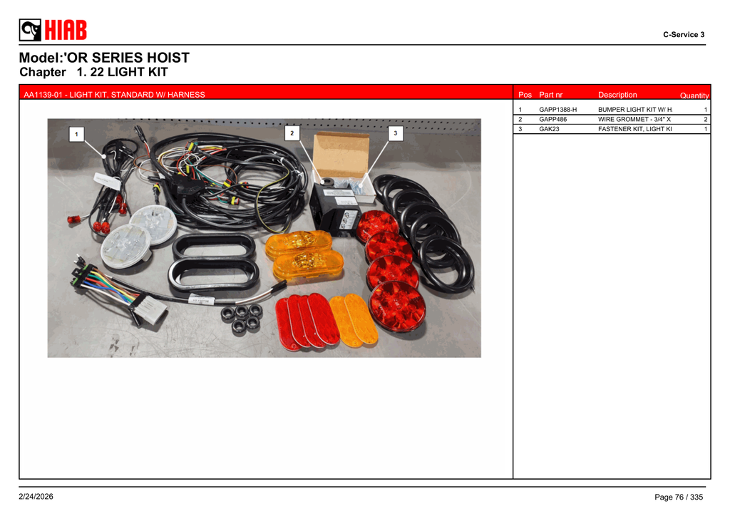 AA1139-01 - LIGHT KIT, STANDARD W/ HARNESS - OR75194T121 – PG 76