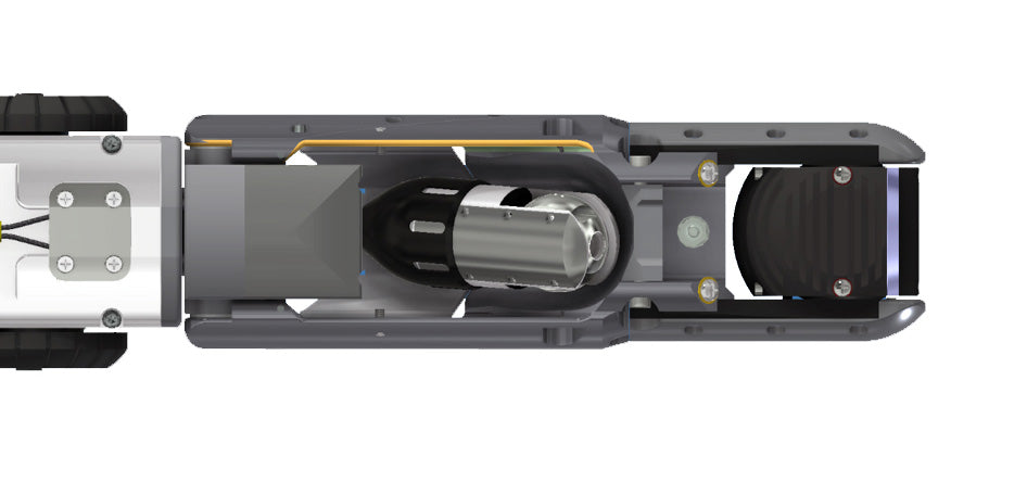 CUES Micro Pan and Tilt camera seated in its launch housing, top view, computer image