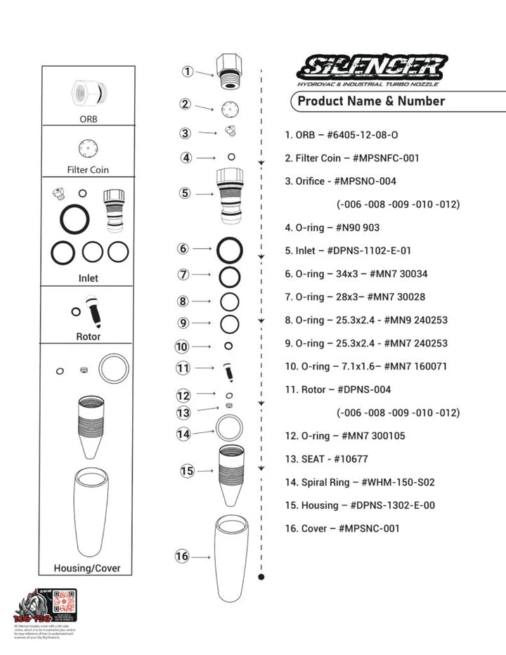 Silencer Nozzle - Heavy Duty Hydro Excavation Turbo Nozzle (4300 PSI)