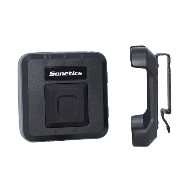 Sonetics Apex Connect belt clip shown with an Apex Connect (sold separately)