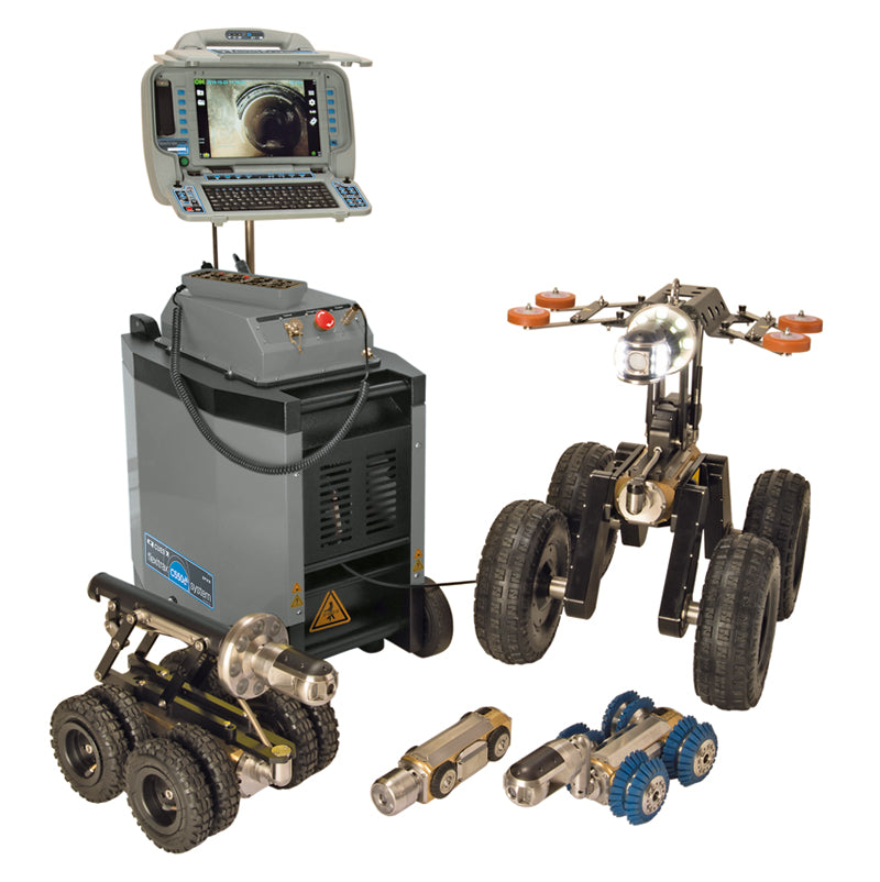 CUES crawler system with controller, cable reel cabinet and three crawlers