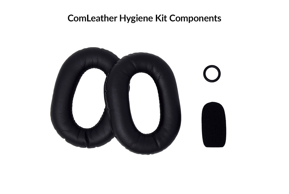 One pair of ComLeather ear seals with a mic muff and O-ring