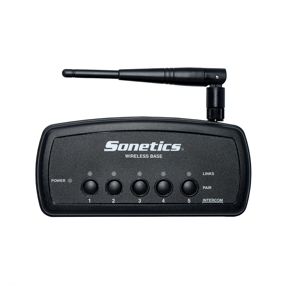 Sonetics SON150 wireless base station, front view with folded antenna