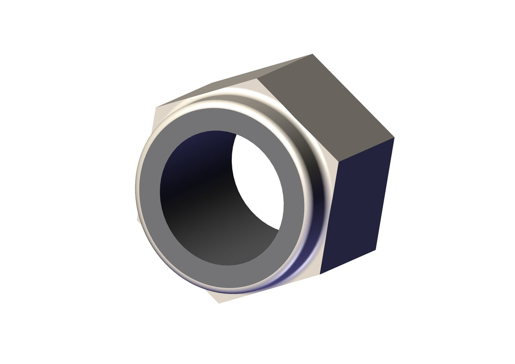 IILLUSTRATIVE IMAGE OF NUT, 3/8"-24 FINE THREAD NYLOK ZINC