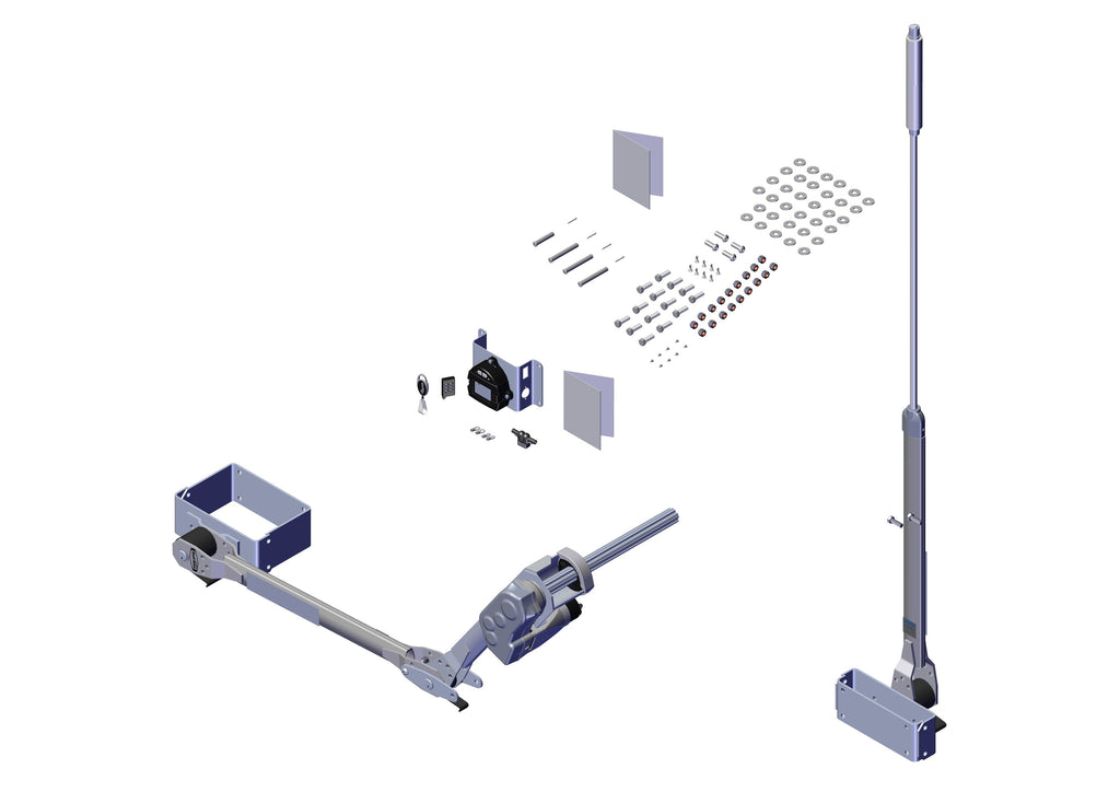 IILLUSTRATIVE IMAGE OF RITE-LOCK POWER ARM KIT, PASS STOWING w/EXT PIVOT & MULTI FLEX ARM FOR 2" AXLE-NO 6GA WIRE-12V TS