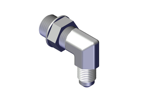 IILLUSTRATIVE IMAGE OF ADAPTER, 90 #4 MALE TUBE TO #6 ADJ MALE ORING