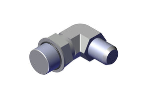IILLUSTRATIVE IMAGE OF ADAPTER, 90 DEG #6 MALE TUBE TO #8 ADJ MALE ORING